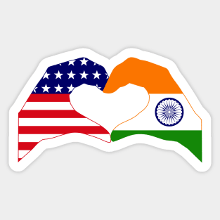 We Heart USA & India Patriot Flag Series Sticker